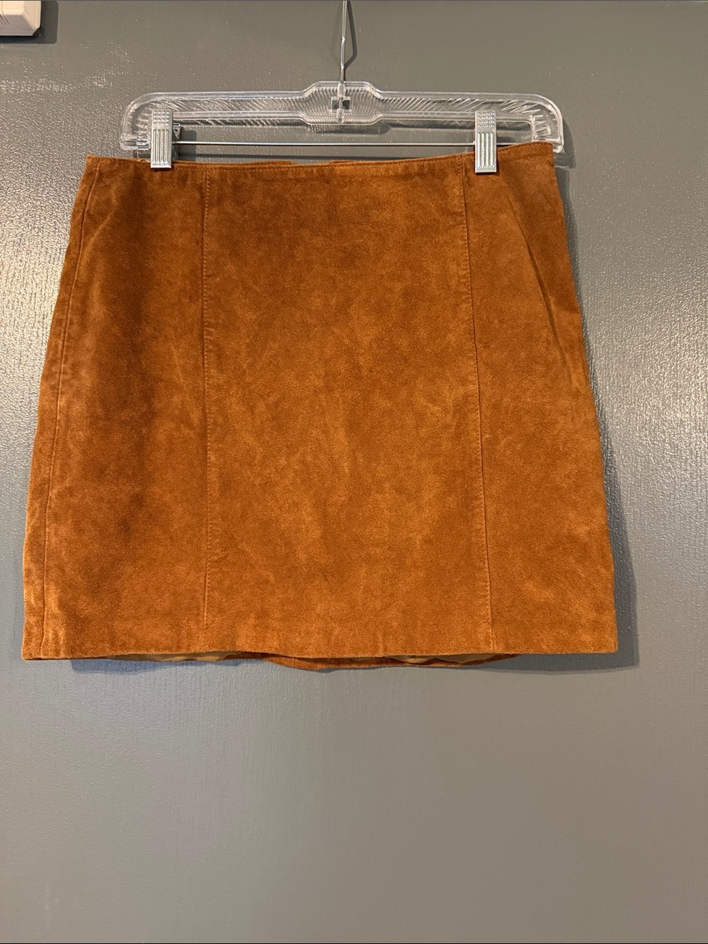 Classic Leather Mini Skirt in Rust